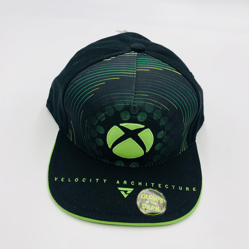 Xbox Series X Velocity Architecture Snapback Hat Black Green Glow in the Dark